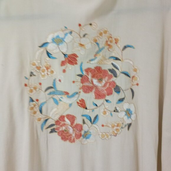 Forgotten Grace Floral Embroidered Kimono Cardigan With Fringe Hem & Sleeve - Picture 8 of 9